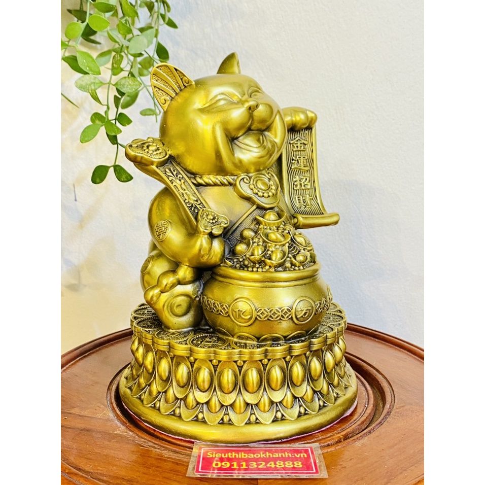  Tượng mèo thần tài mạ vàng 