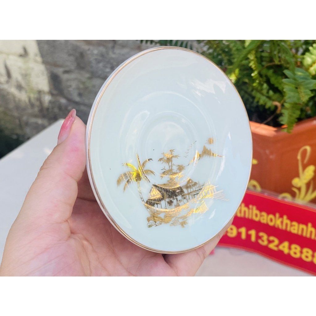  Siêu Thị Bảo Khánh-Bộ ấm chén men kem làng quê Việt Nam 