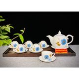  Bộ ấm chén,ấm trà men trắng chóp lửa Bát Tràng chính hãng 350ml 