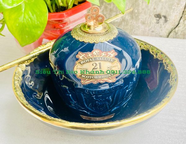  Bộ điếu bát Bát Tràng Chivas men xanh lam BKCE-001700VN-1436 