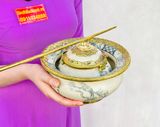  Bộ điếu bát men rạn Bát Tràng tranh cổ Trung Hoa BKCE-001360VN-1432 