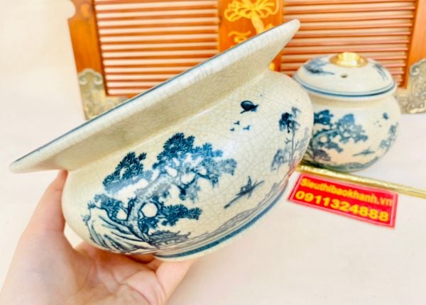  Bộ điếu bát Bát Tràng men rạn 