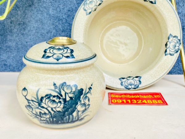  Bộ điếu bát Hoa Sen men rạn cổ cao cấp BKCE-001360VN-1435 