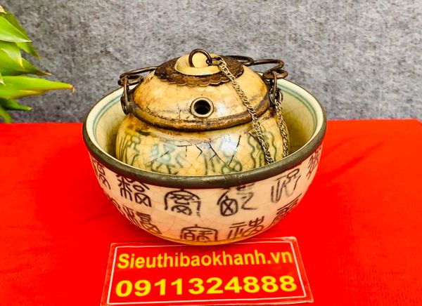  Bát Điếu Mini Men Rạn Cổ – Chữ Hán Truyền Thống BKCE-000700VN-1434 