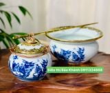  Điếu bát men lam họa tiết Trúc Lâm Thất Hiền bọc đồng BKCEVN-8041 