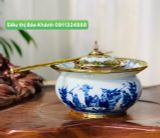  Điếu bát men lam họa tiết Trúc Lâm Thất Hiền bọc đồng BKCEVN-8041 