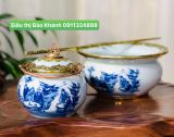  Điếu bát men lam họa tiết Trúc Lâm Thất Hiền bọc đồng BKCEVN-8041 