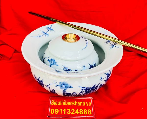  Điếu Bát Gốm Sứ Trúc Lâm Thất Hiền – Tác Phẩm Men Lam Bát Tràng Cổ Điển BKCEVN-8065 