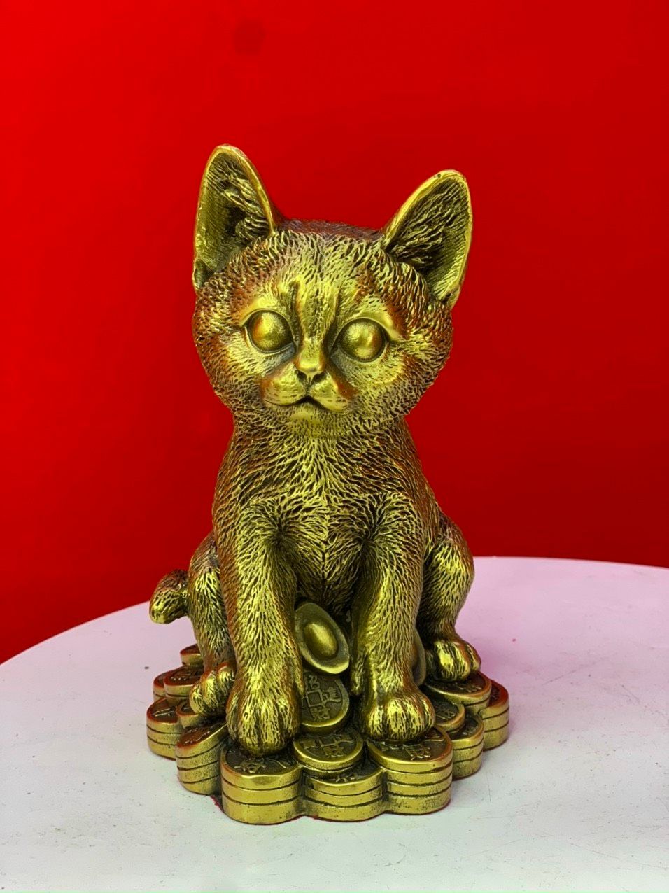  Tượng mèo vàng chiêu tài trang trí bàn làm việc cao cấp 
