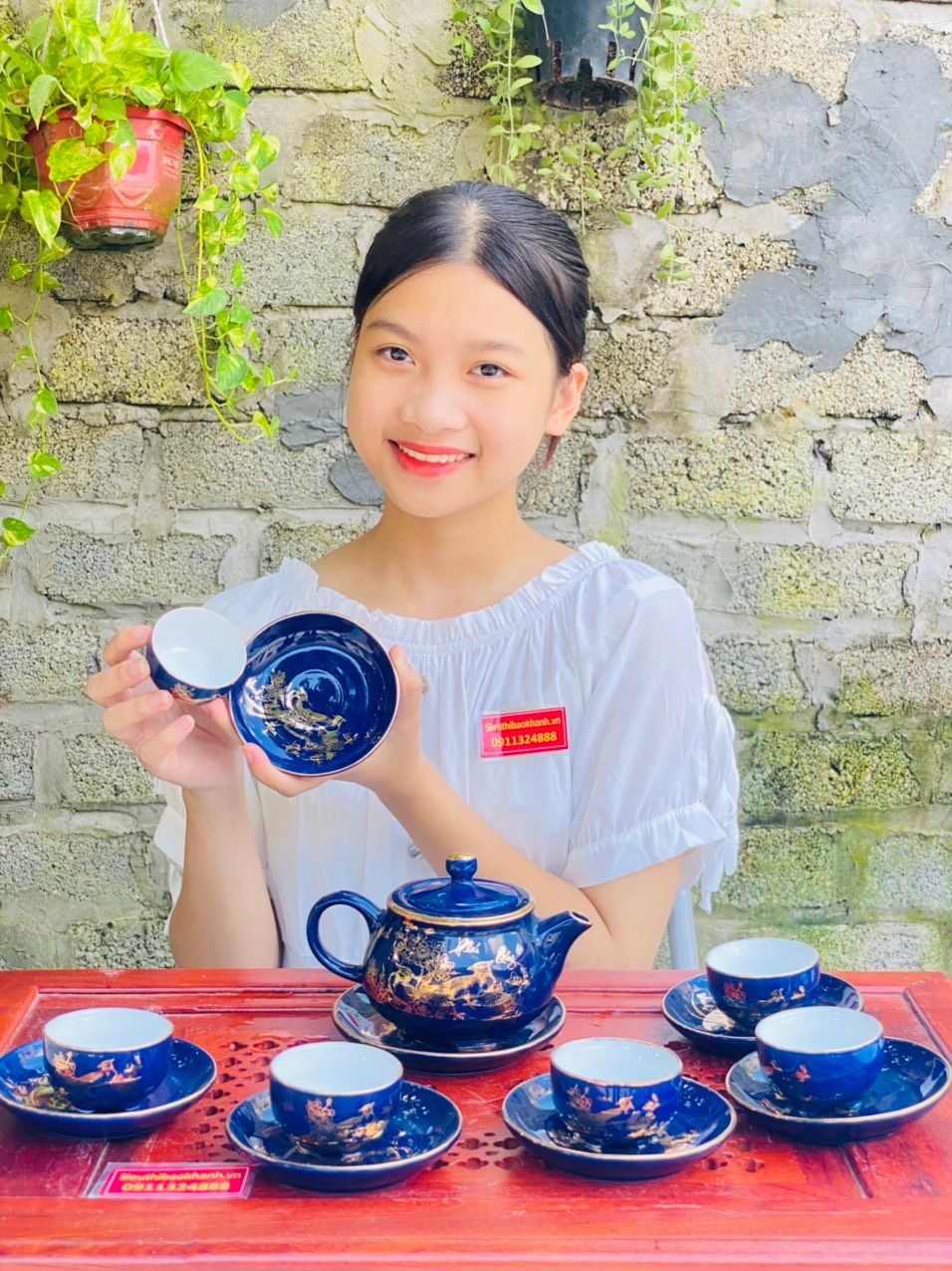  Bộ ấm chén pha chè gốm sứ 