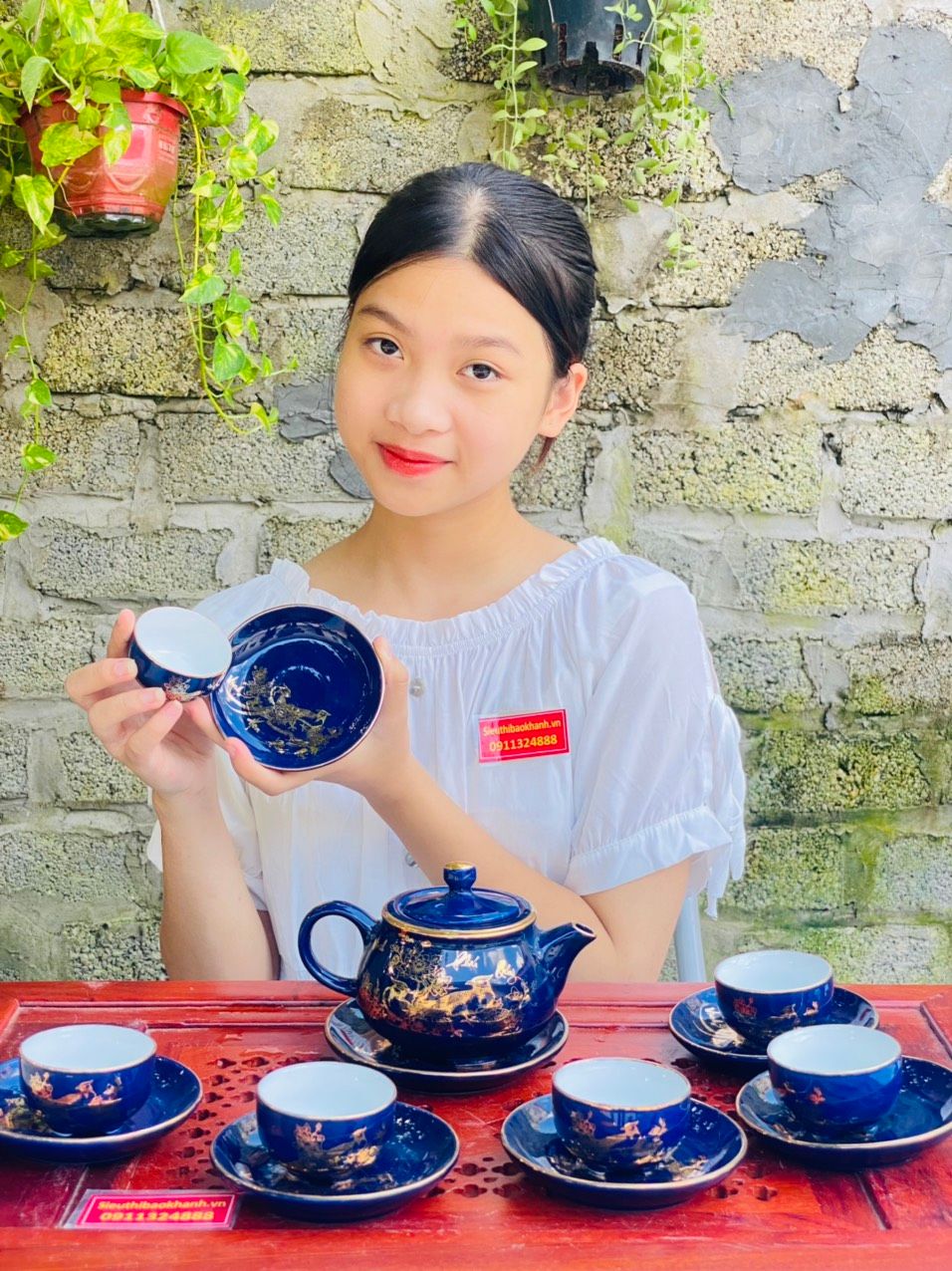  Bộ ấm chén pha chè gốm sứ 