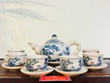  Bộ ấm chén men rạn giả cổ vẽ phong cảnh dáng tròn nhỏ xinh 
