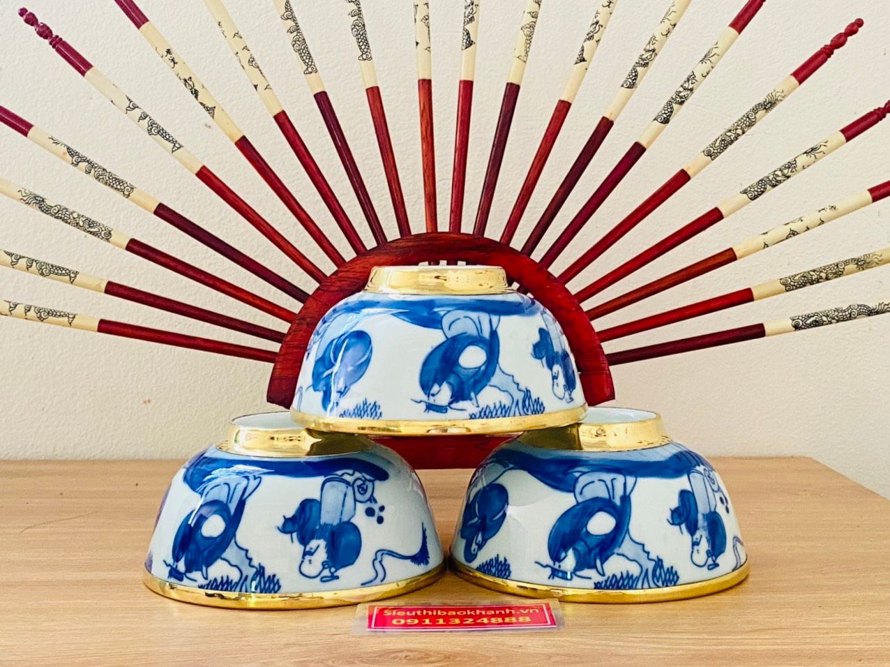  Bộ 10 bát Thờ vẽ Thất tiên bọc đồng 