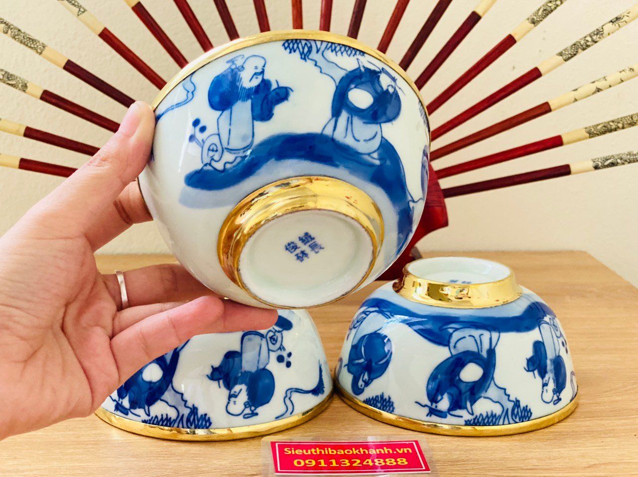  Bộ 10 bát Thờ vẽ Thất tiên bọc đồng 