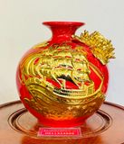  Bình hút lộc Gốm sứ bát Tràng Thuận buồm xuôi gió đắp nổi 