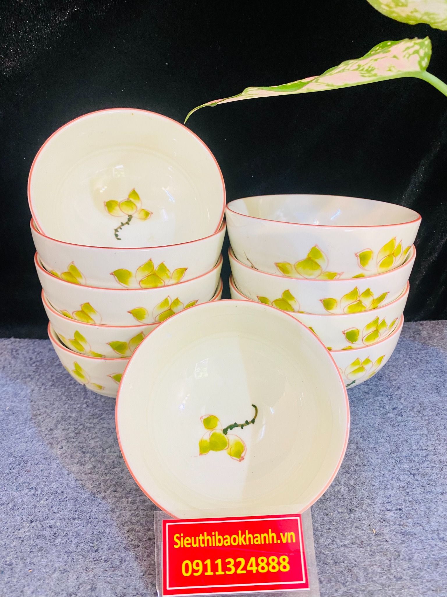  Bát ăn cơm hoa sen gốm sứ Bát Tràng 