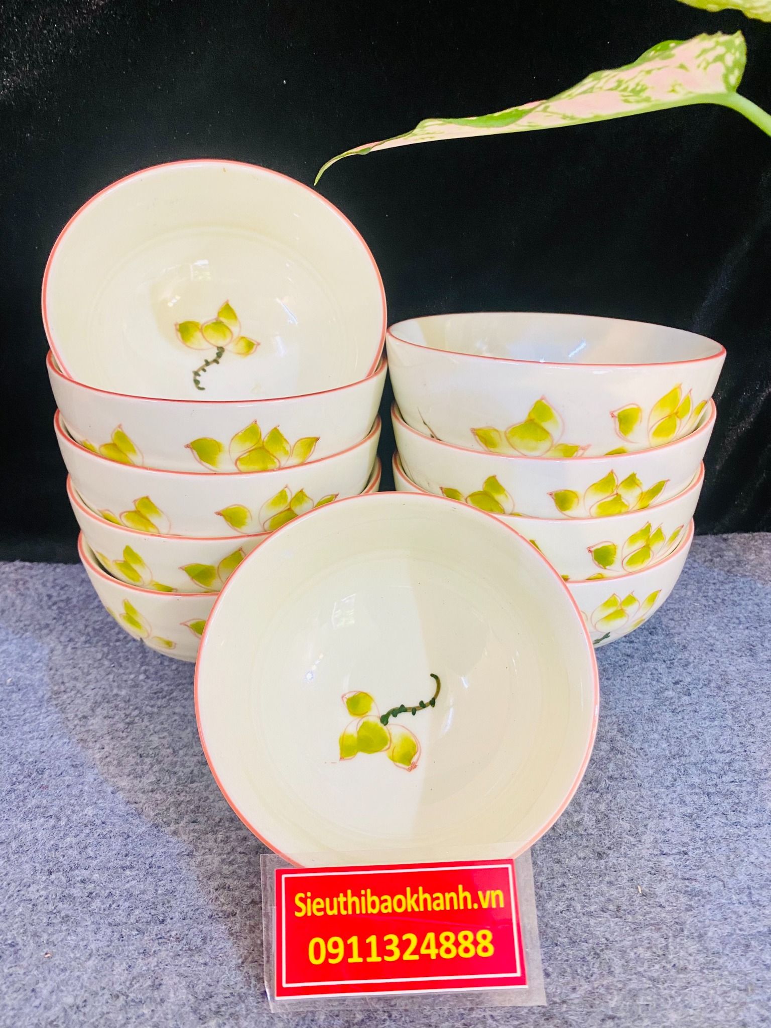  Bát ăn cơm hoa sen gốm sứ Bát Tràng 