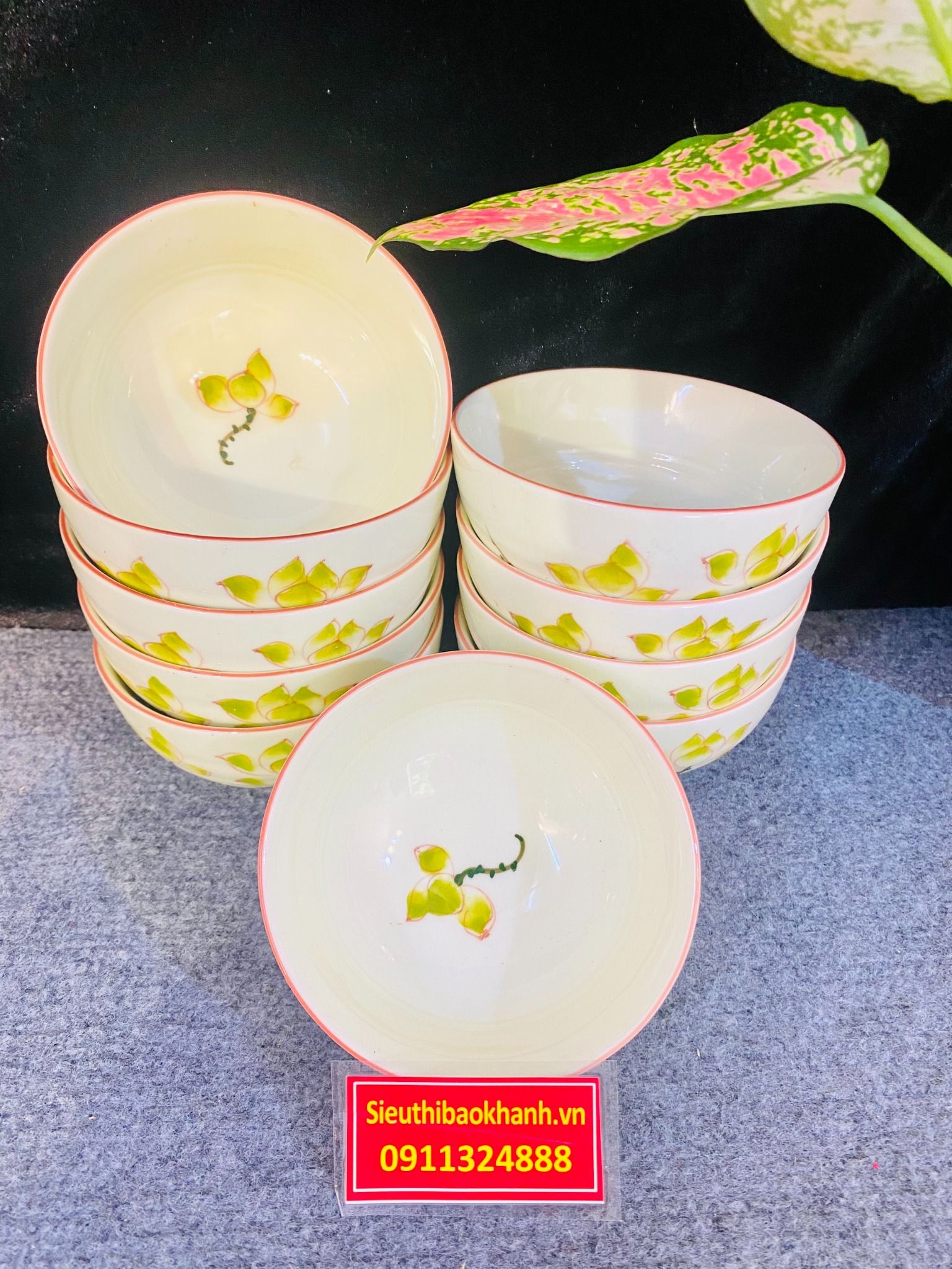  Bát ăn cơm hoa sen gốm sứ Bát Tràng 