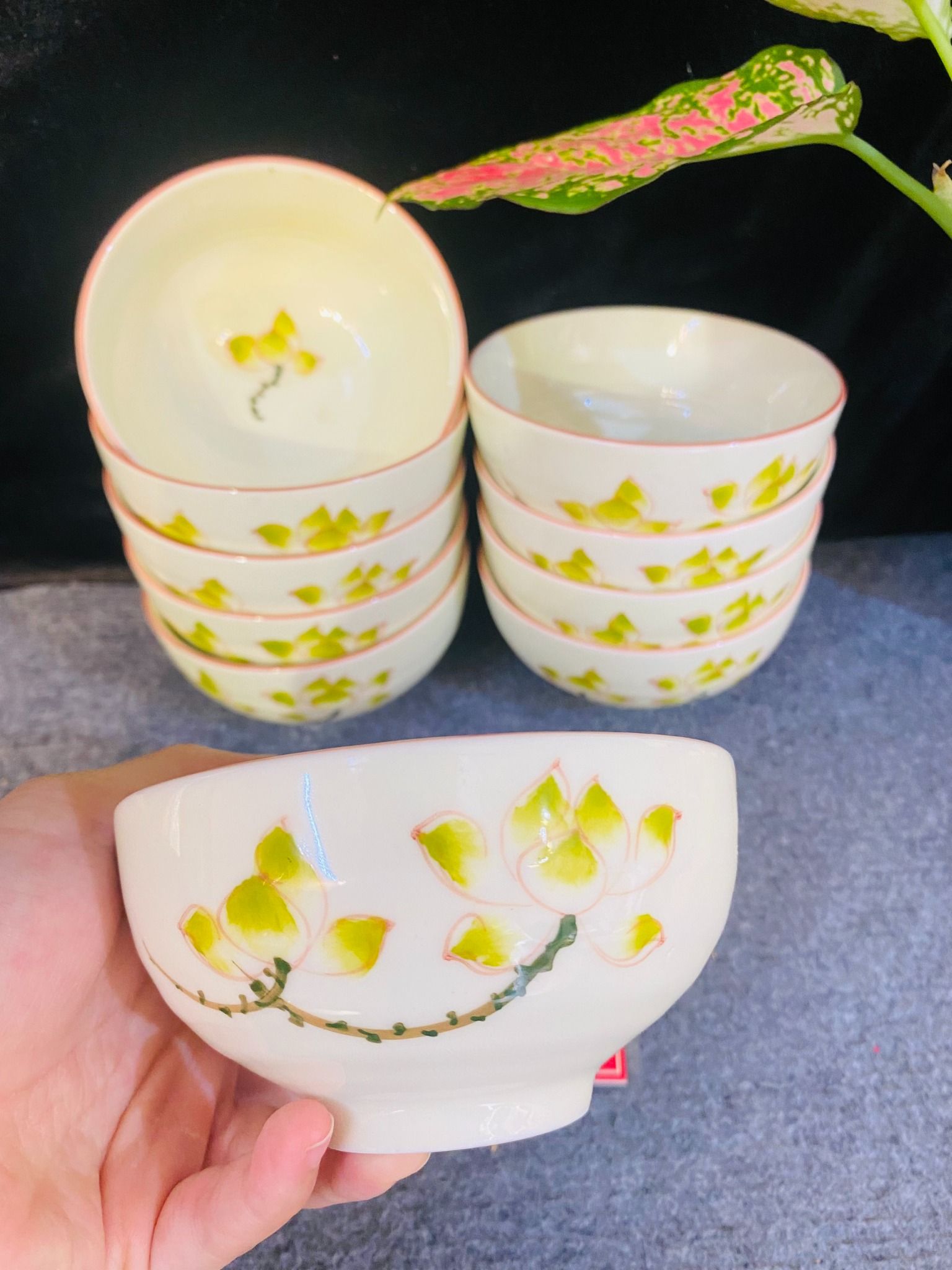 Bát ăn cơm hoa sen gốm sứ Bát Tràng 