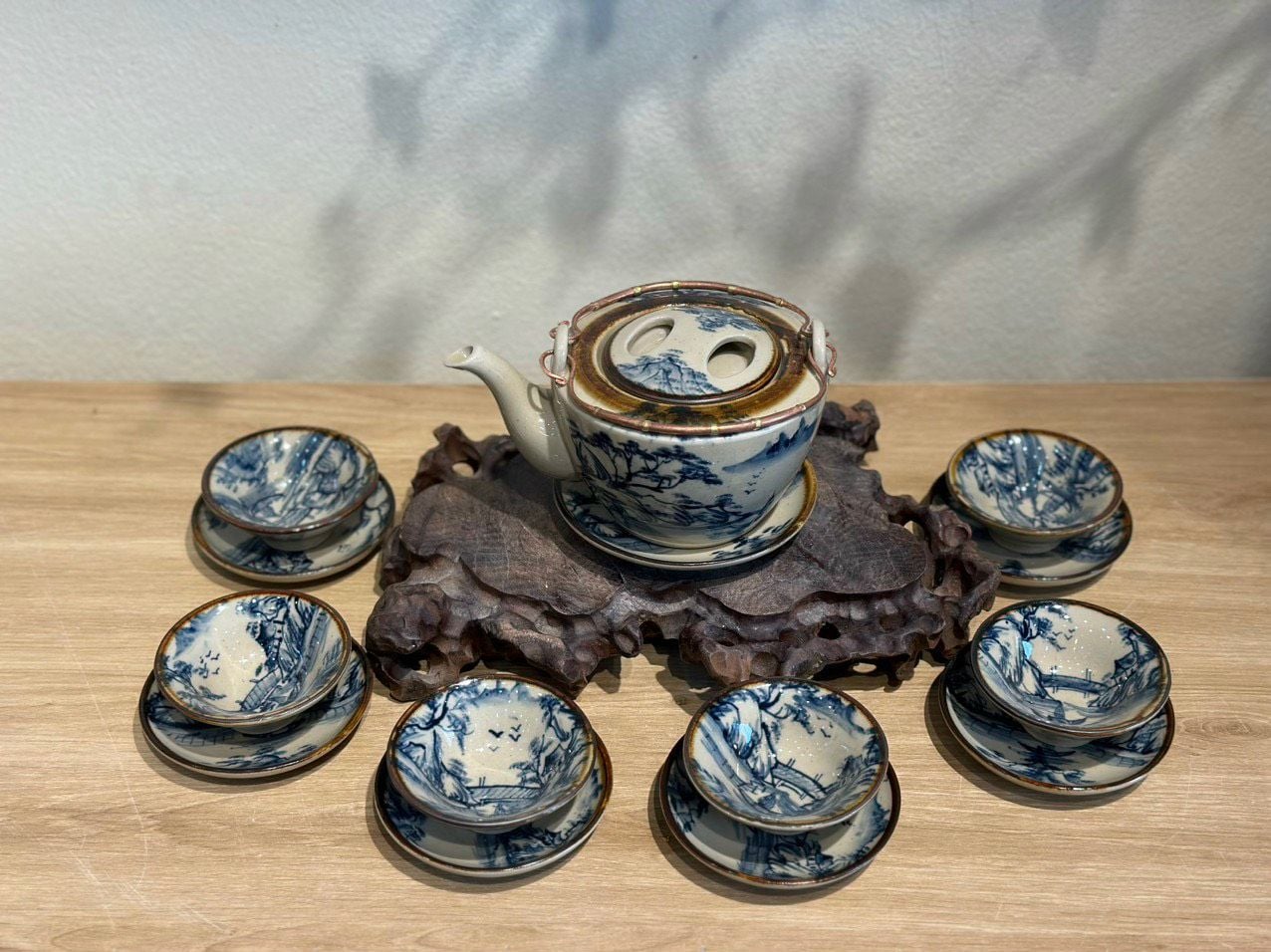  [Số lượng có hạn] Ấm chén vẽ sơn thuỷ - thủ công 100% 