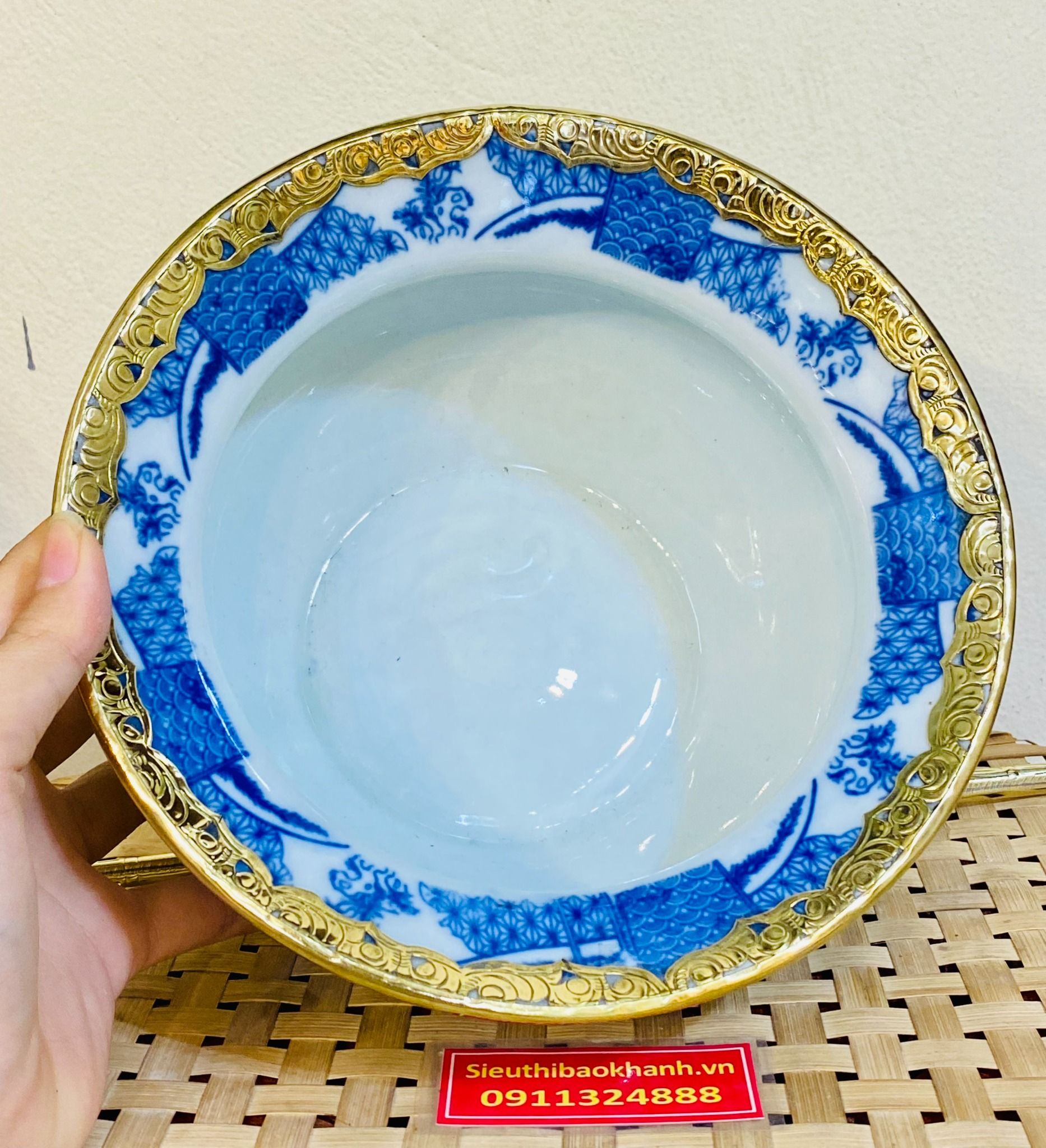  Điêu bát men Lam bọc đồng vẽ Thất tiên BKCEVN-8053 