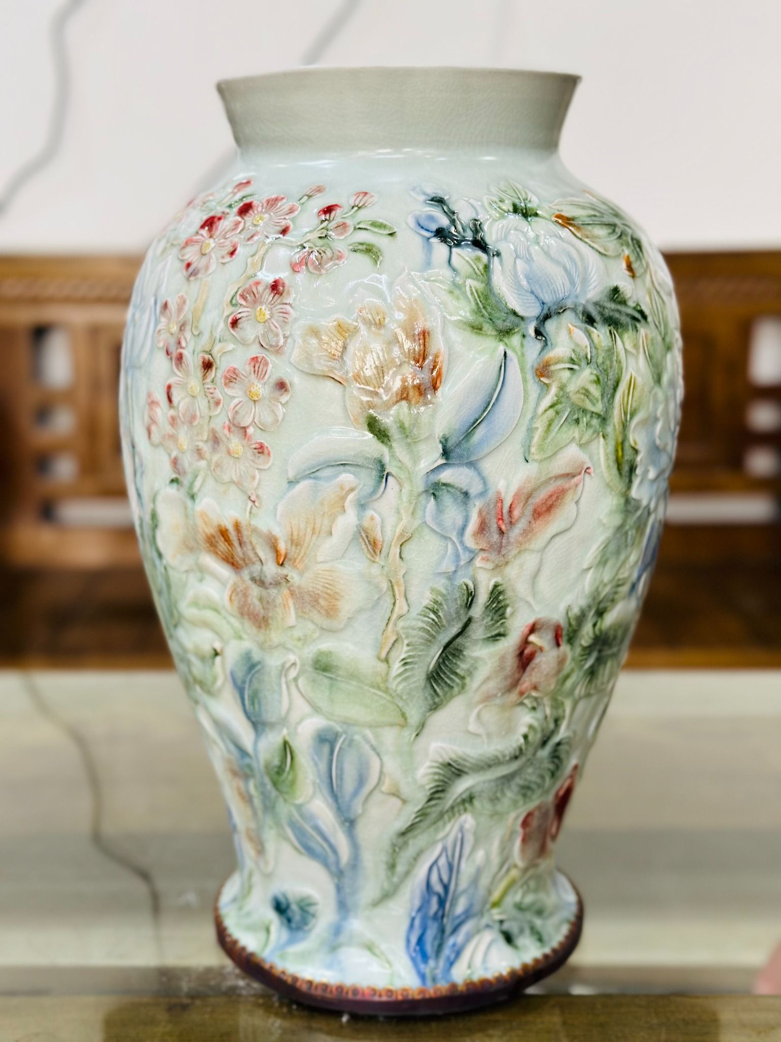  Lọ hoa vẽ tay Bát Tràng cao 45cm 