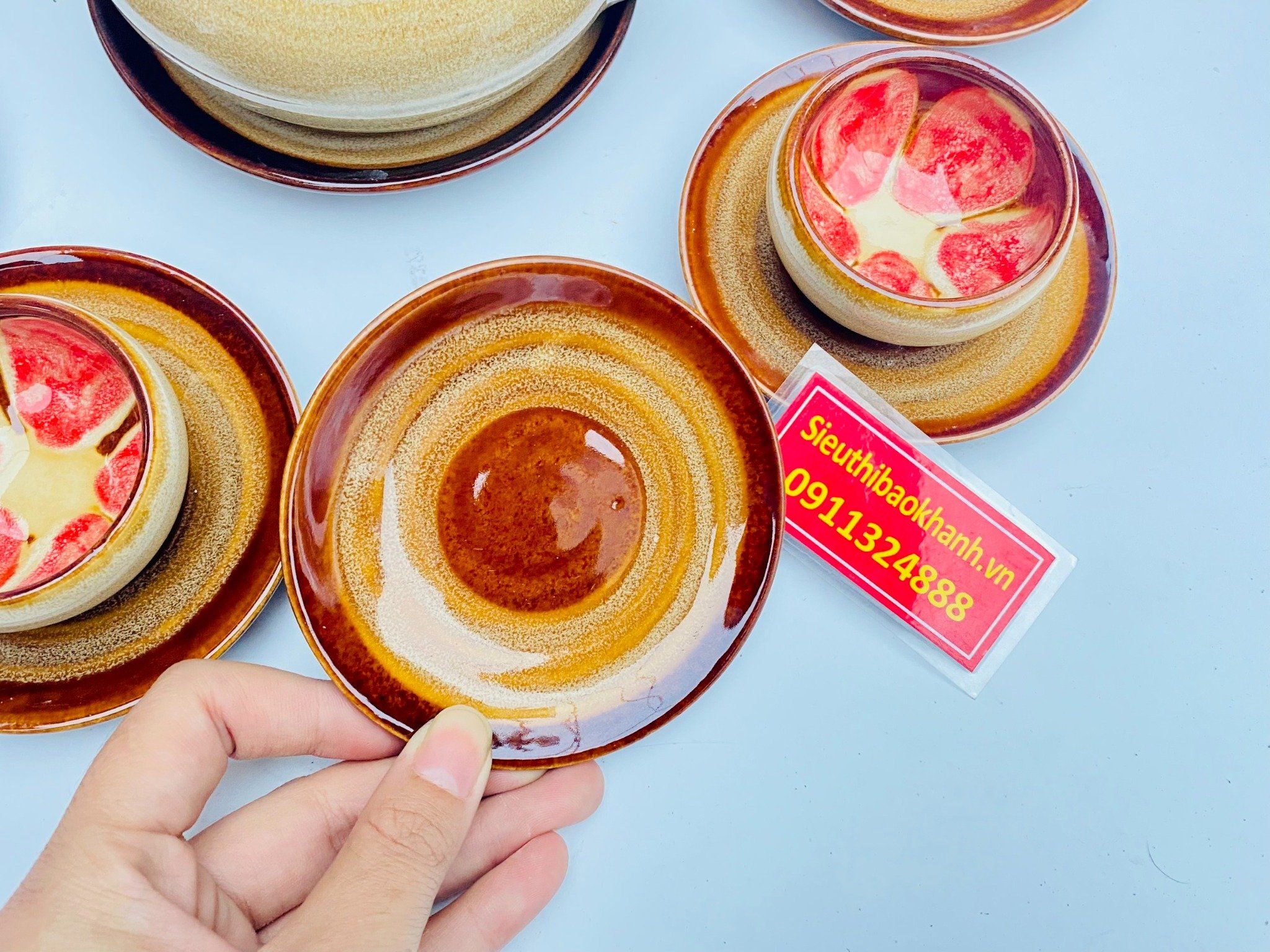  Bộ ấm chén hỏa biến lòng hoa man nâu độc đáo 