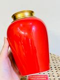  Hũ đựng chè được làm bằng gốm sứ men đỏ với họa tiết bông đào 