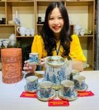  Bộ ấm tích thất tiên dáng trụ có bọc đồng 