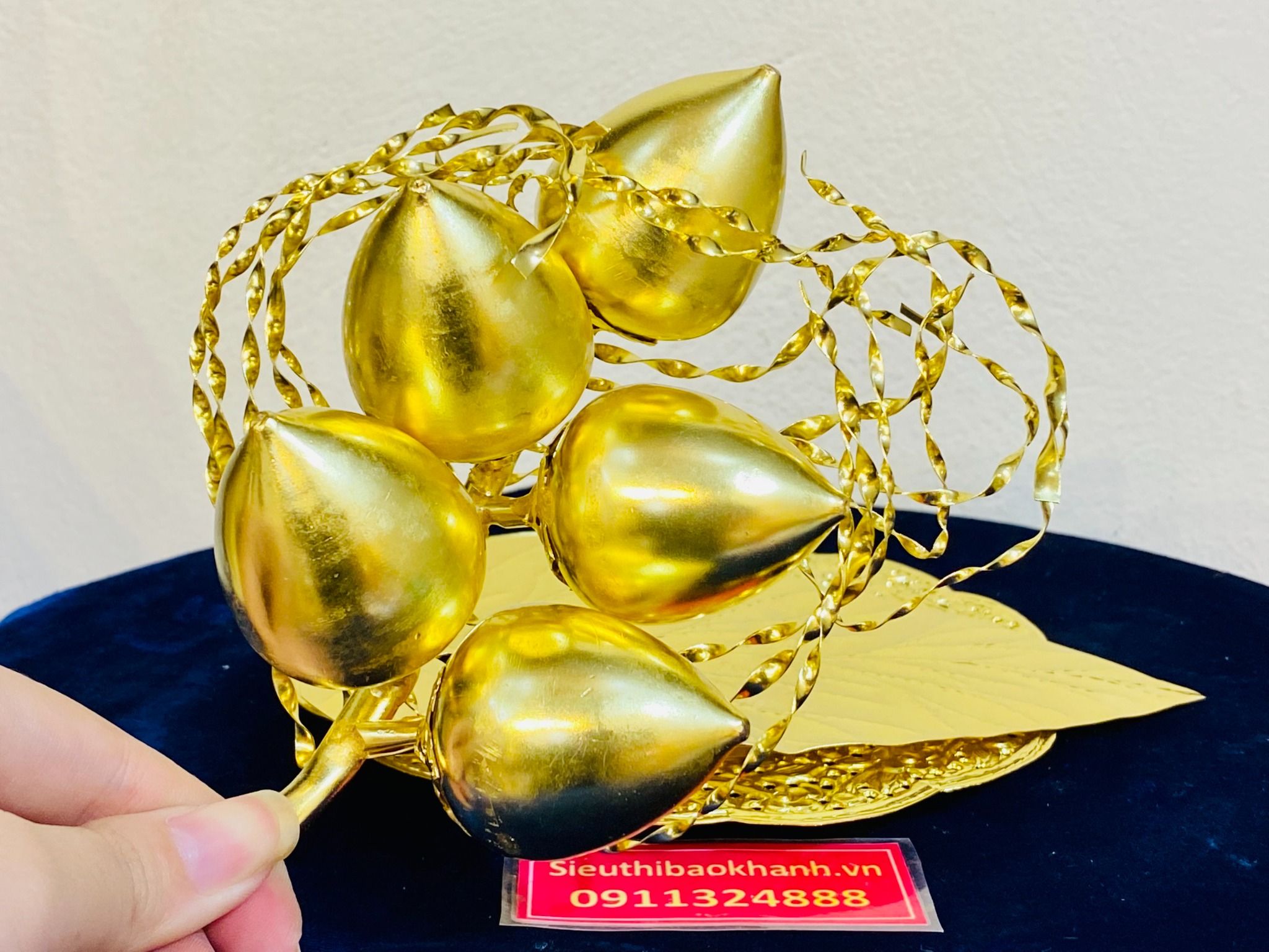  Khay trầu cau từ đồng mạ vàng cao cấp 