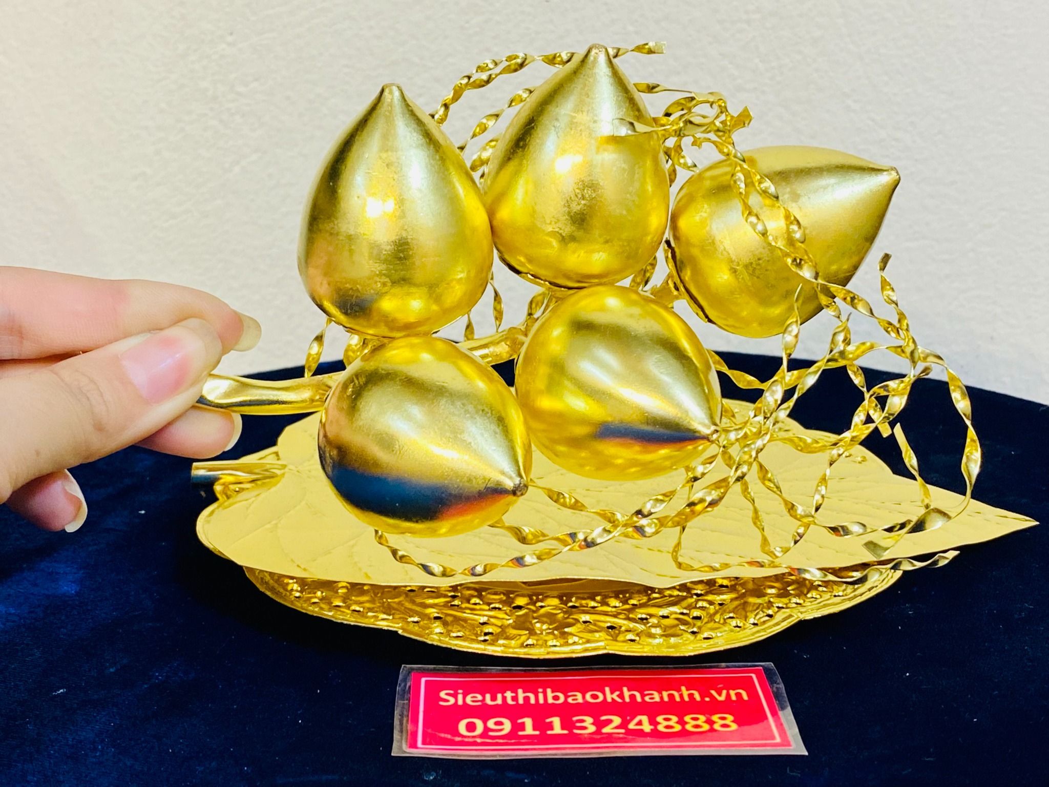  Khay trầu cau từ đồng mạ vàng cao cấp 