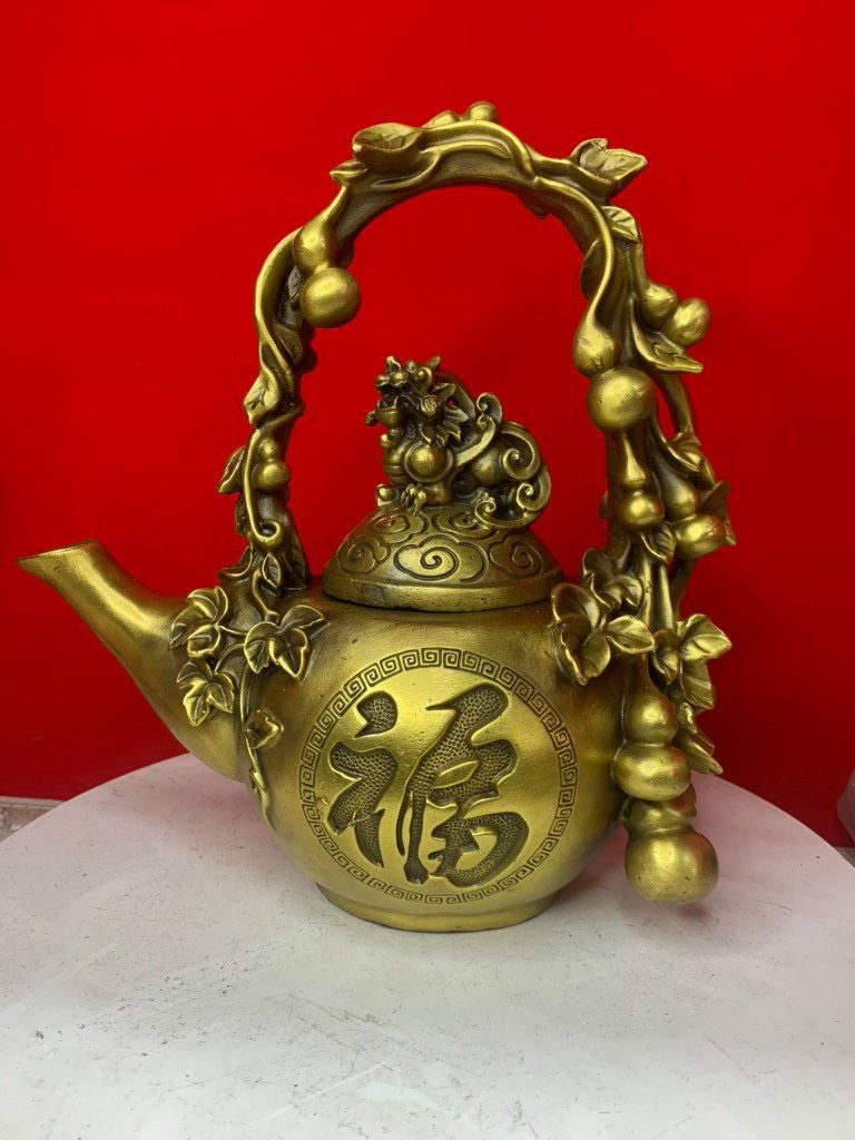  Ấm chữ Phúc dây Hồ Lô bằng đồng 