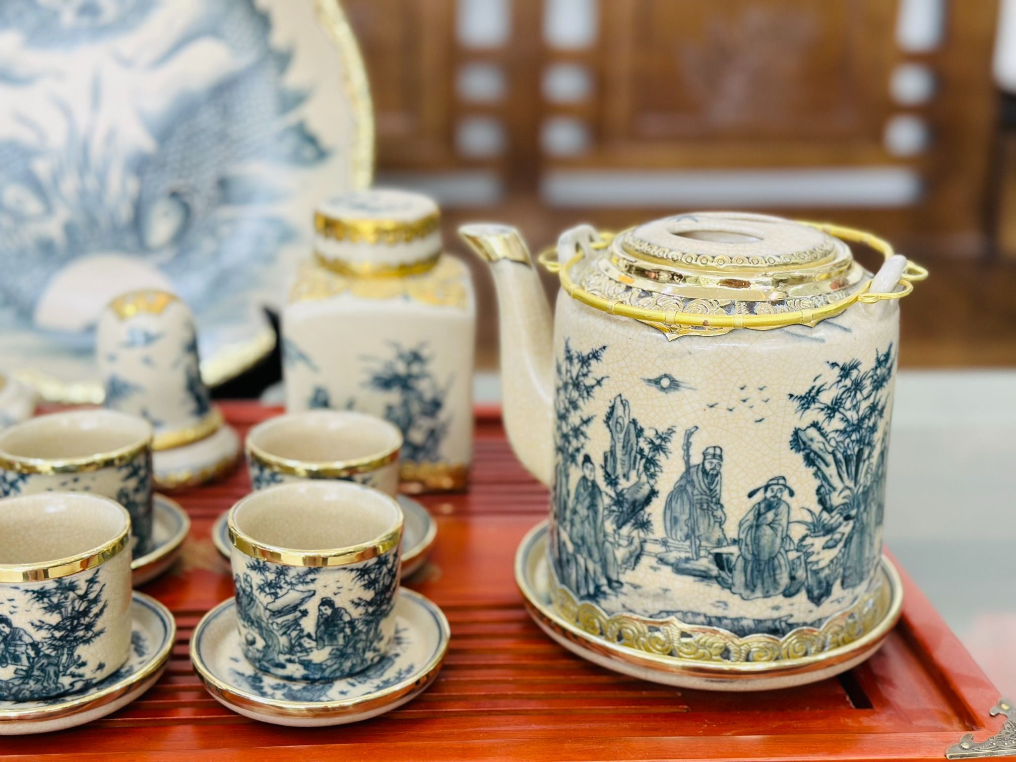  Bộ ấm tích bọc đồng dáng trụ dung tích 1,5l 