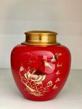 Hũ đựng chè men đỏ Vinh hoa phú quý vẽ vàng 