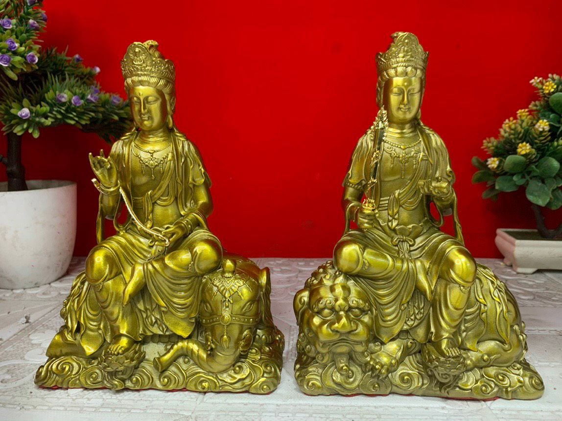  Tượng Văn thù phổ hiền đế bằng đồng 