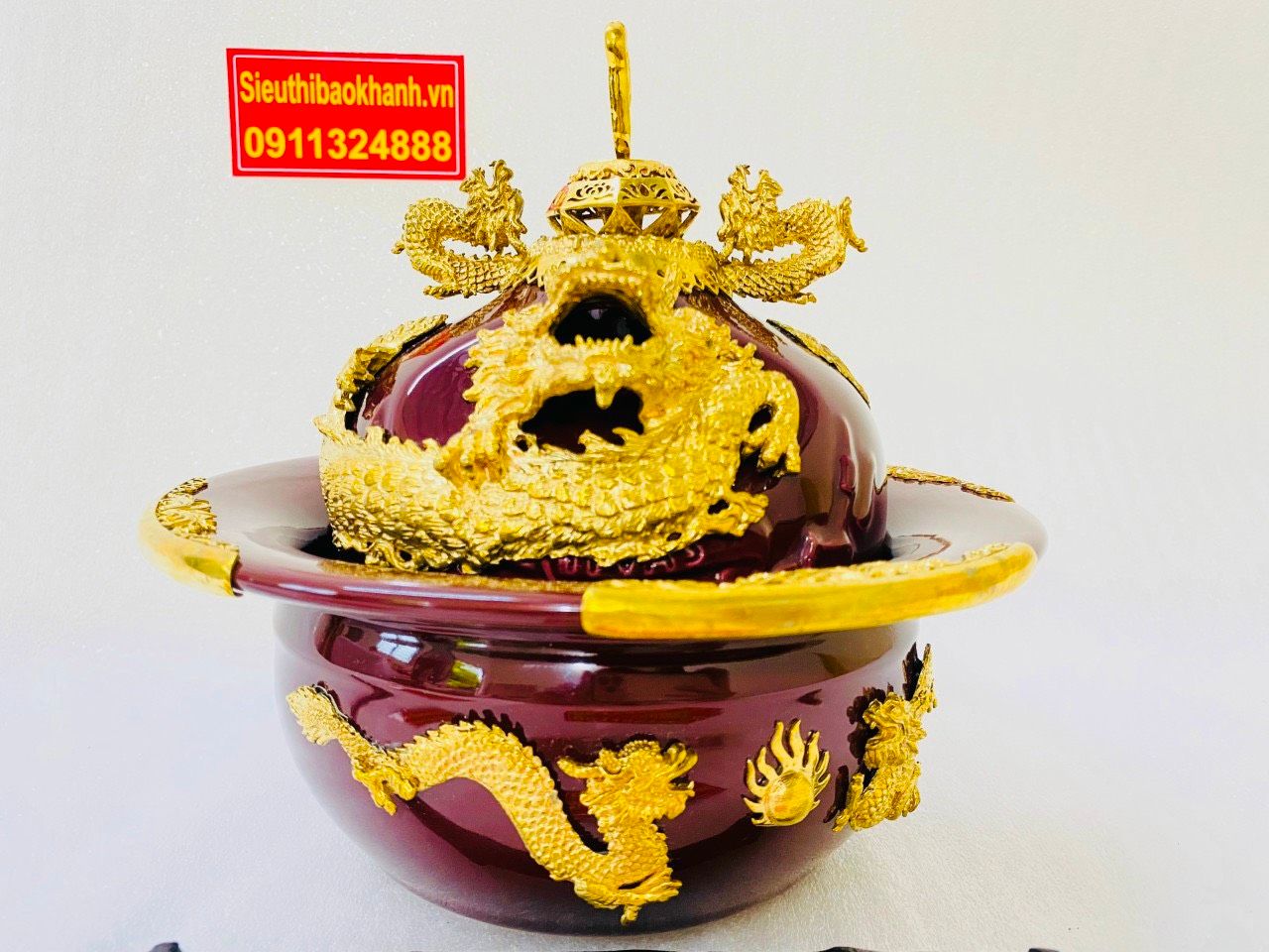  Điêu bát rồng bằng Gốm bọc đồng dát vàng siêu vip 