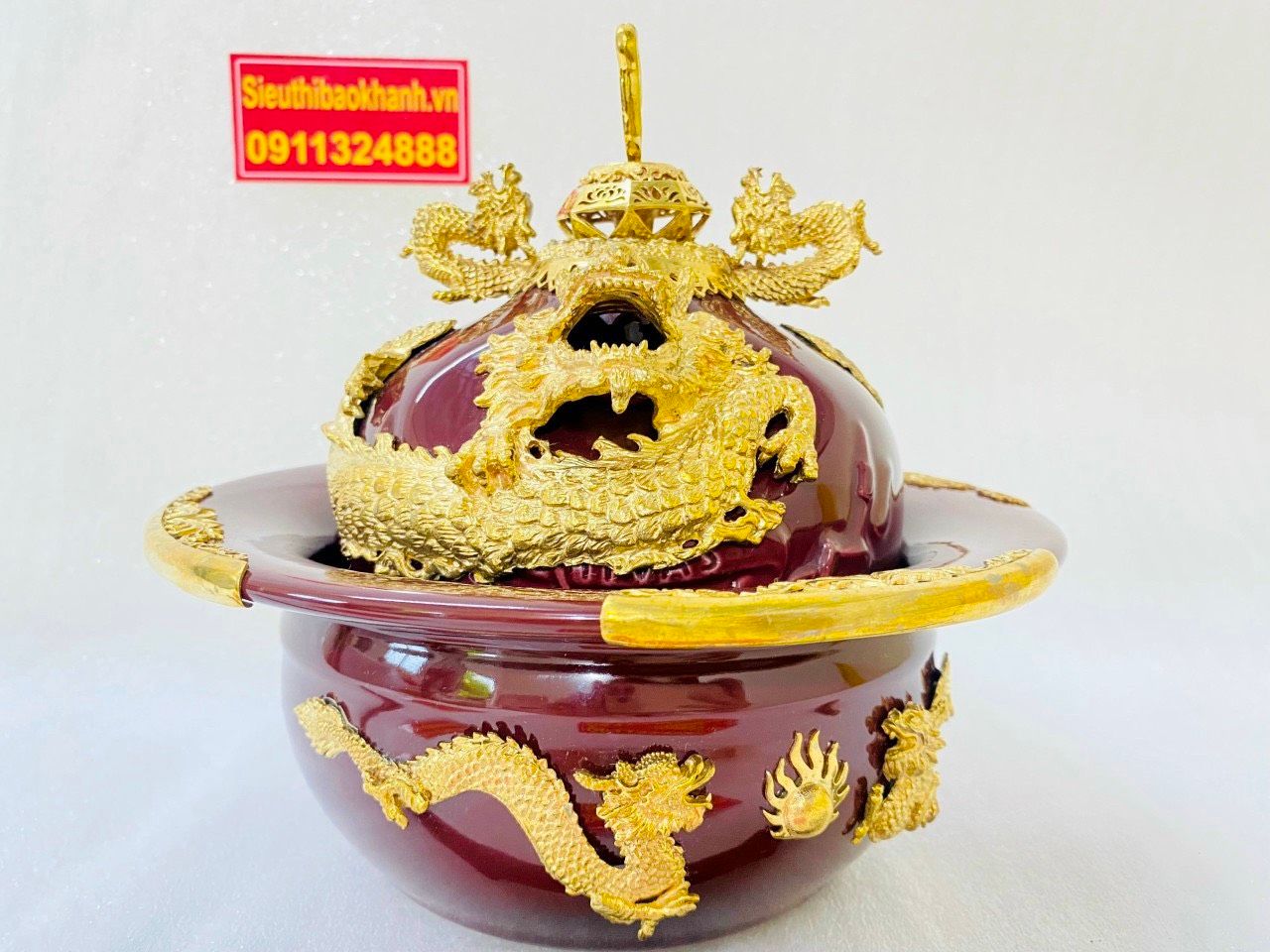  Điêu bát đắp rồng bọc đồng dát vàng siêu vip BKCEVN-8030 