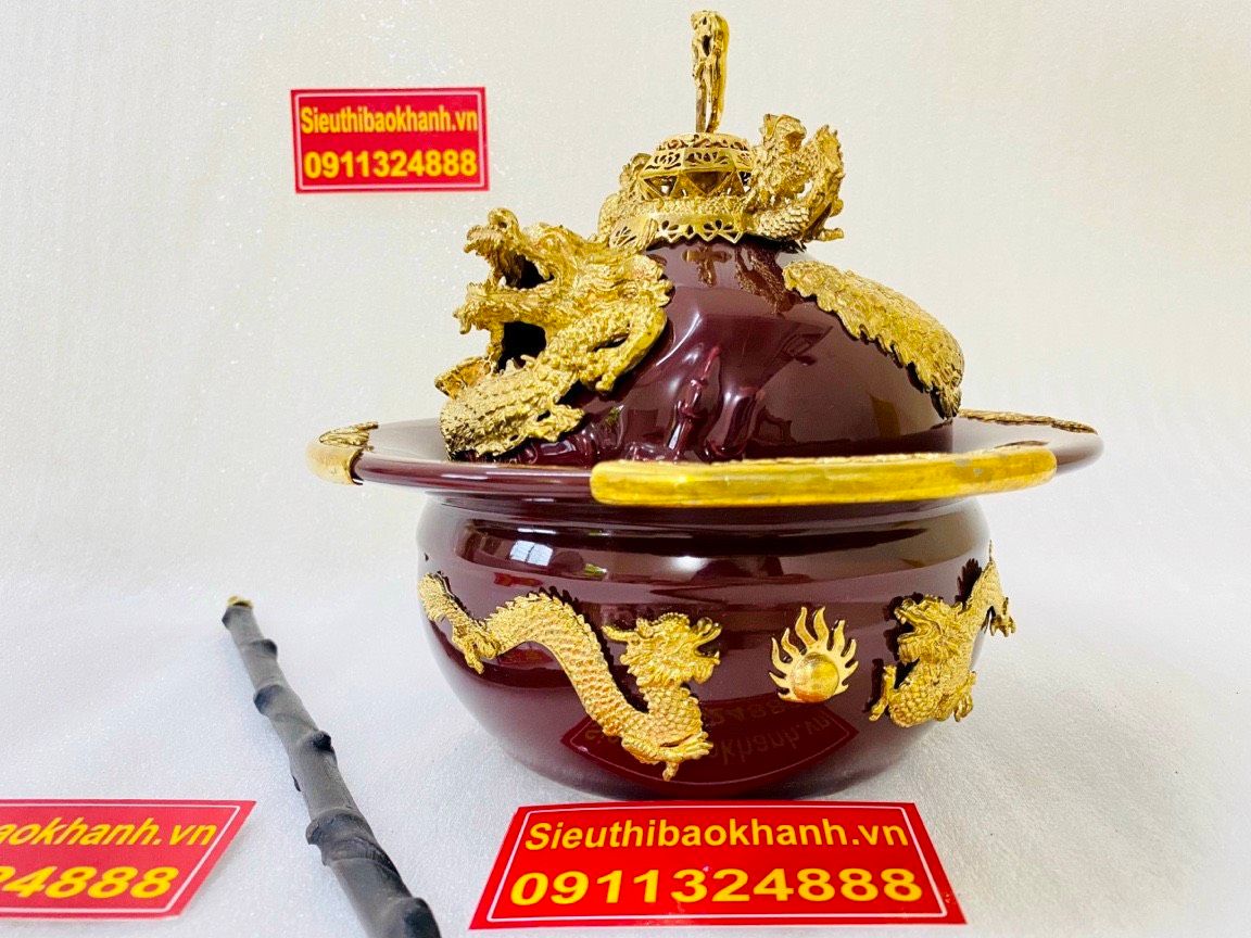  Điêu bát đắp rồng bọc đồng dát vàng siêu vip BKCEVN-8030 