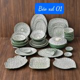  Bộ bát đĩa xanh đồng vẽ hoa bèo 