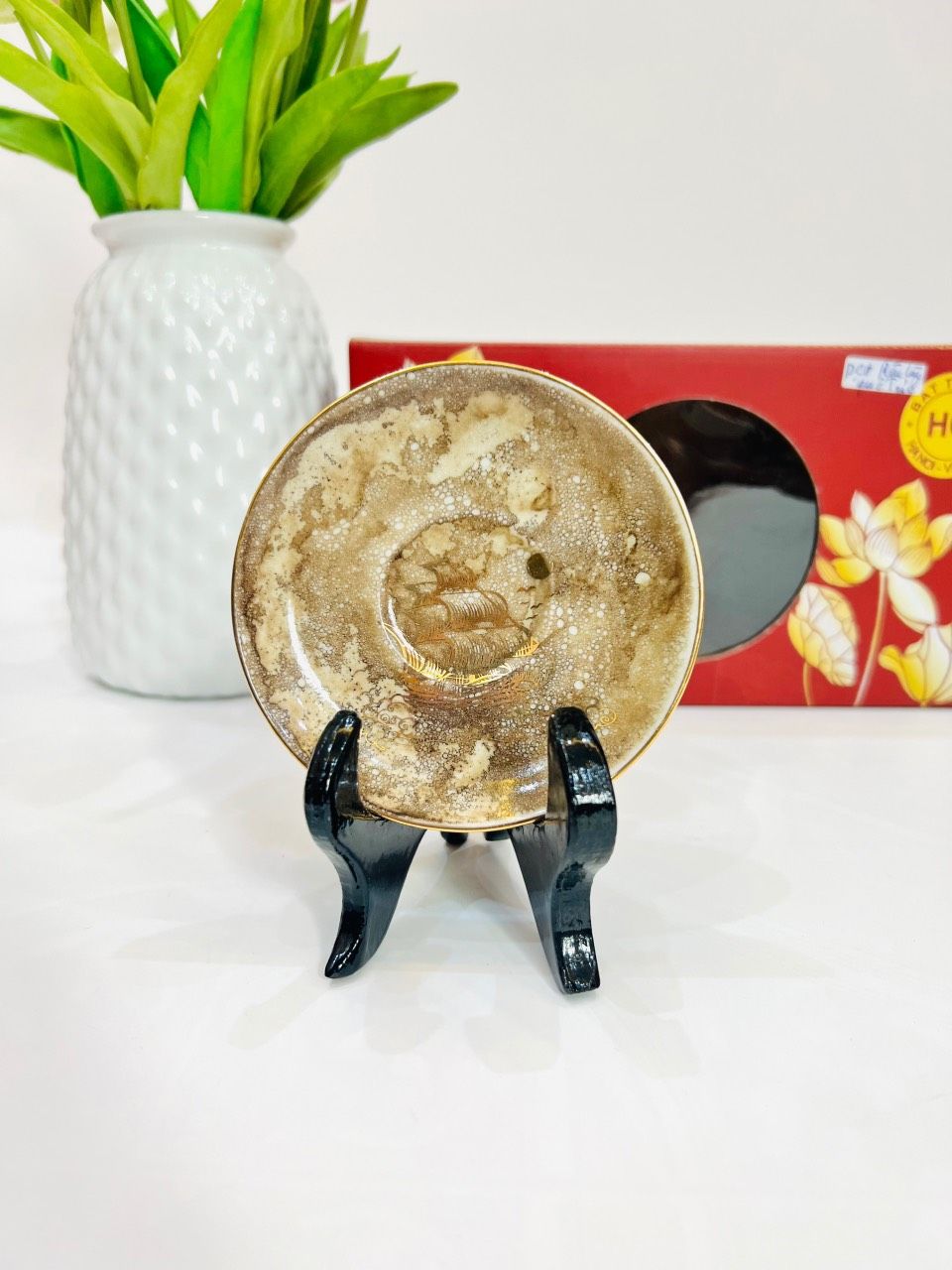  Bộ ấm chén chớp lửa dung tích 550 ml vân đá nâu thuận buồm xuôi gió 