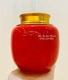  Hũ đựng chè men đỏ Gốm sứ Bát Tràng vẽ Bông sen 