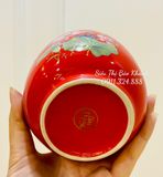  Hũ đựng chè men đỏ Gốm sứ Bát Tràng vẽ Bông sen 