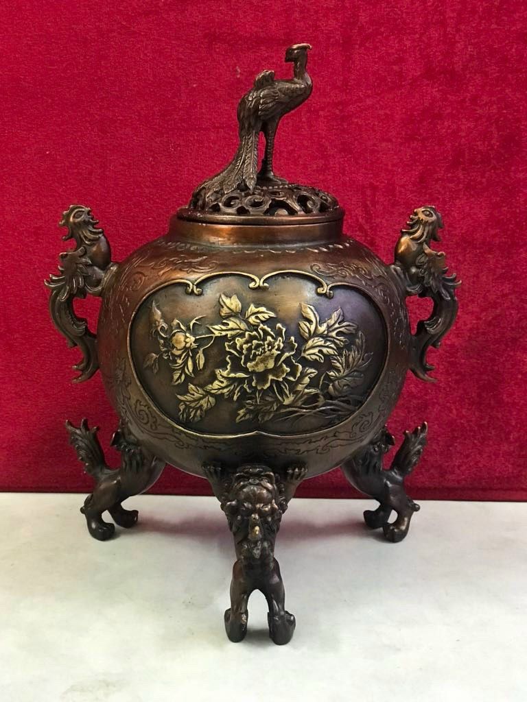  Xông Trầm hương cao cấp bằng đồng cao 20cm 