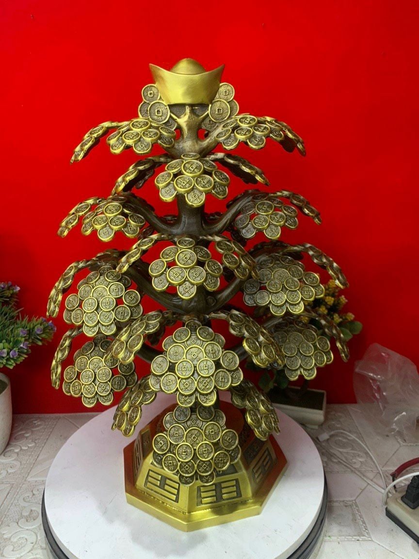  Cây tài lộc bằng đồng, mang lại may mắn, tài lộc cho gia chủ cao 48cm 