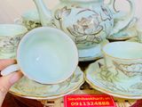  Bộ ấm chén men ngọc vẽ vàng kim họa tiết Bông sen 