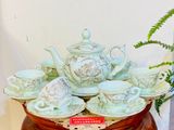  Bộ ấm chén men ngọc vẽ vàng kim họa tiết Bông sen 