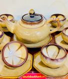  Bộ ấm chén hỏa biến lòng hoa men nâu chuẩn Bát Tràng 