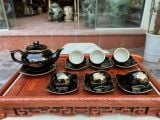  Bộ ấm chén men đen sang trọng vẽ vàng Thuận buồm xuôi gió 