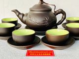  [ TỬ SA BÁT TRÀNG] Bộ ấm chén tử sa vẽ lá Trúc 