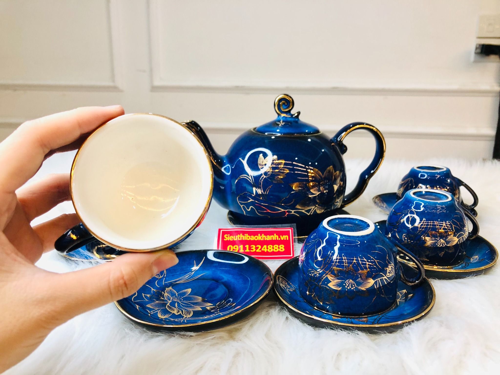  Bộ ấm chén,ấm trà Đẹp chính hãng Bát Tràng-Gốm sứ Bảo Khánh 